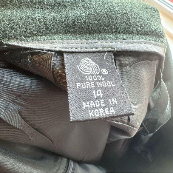 Ellen Tracy Faux Wrap Wool Midi Maxi Green Skirt - Picture 6 of 8